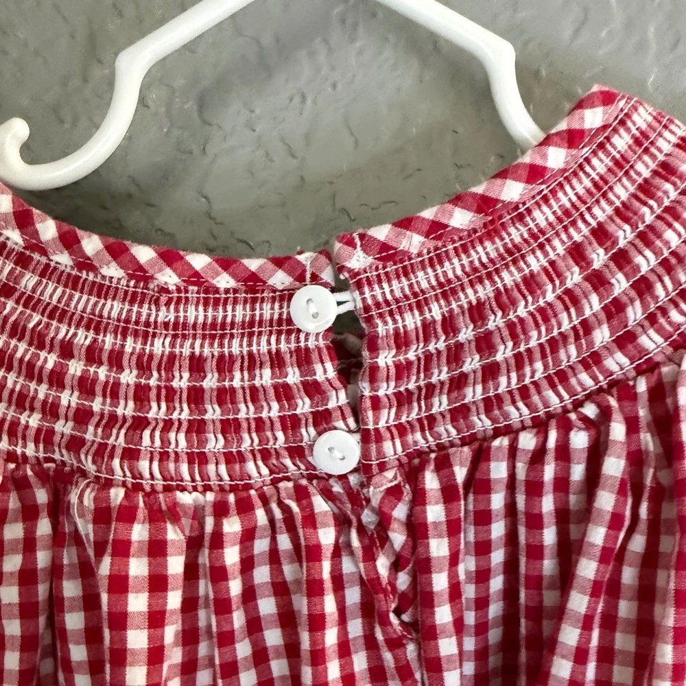 Dash of Glitter Red Gingham Dress Girl S/2T Gingerbread Christmas‎ Gathered